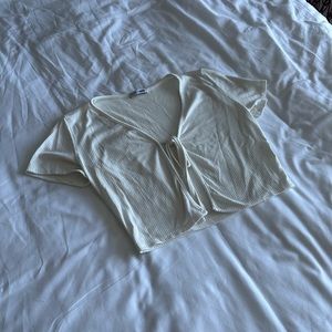 Fashion Nova Tie front crop top white